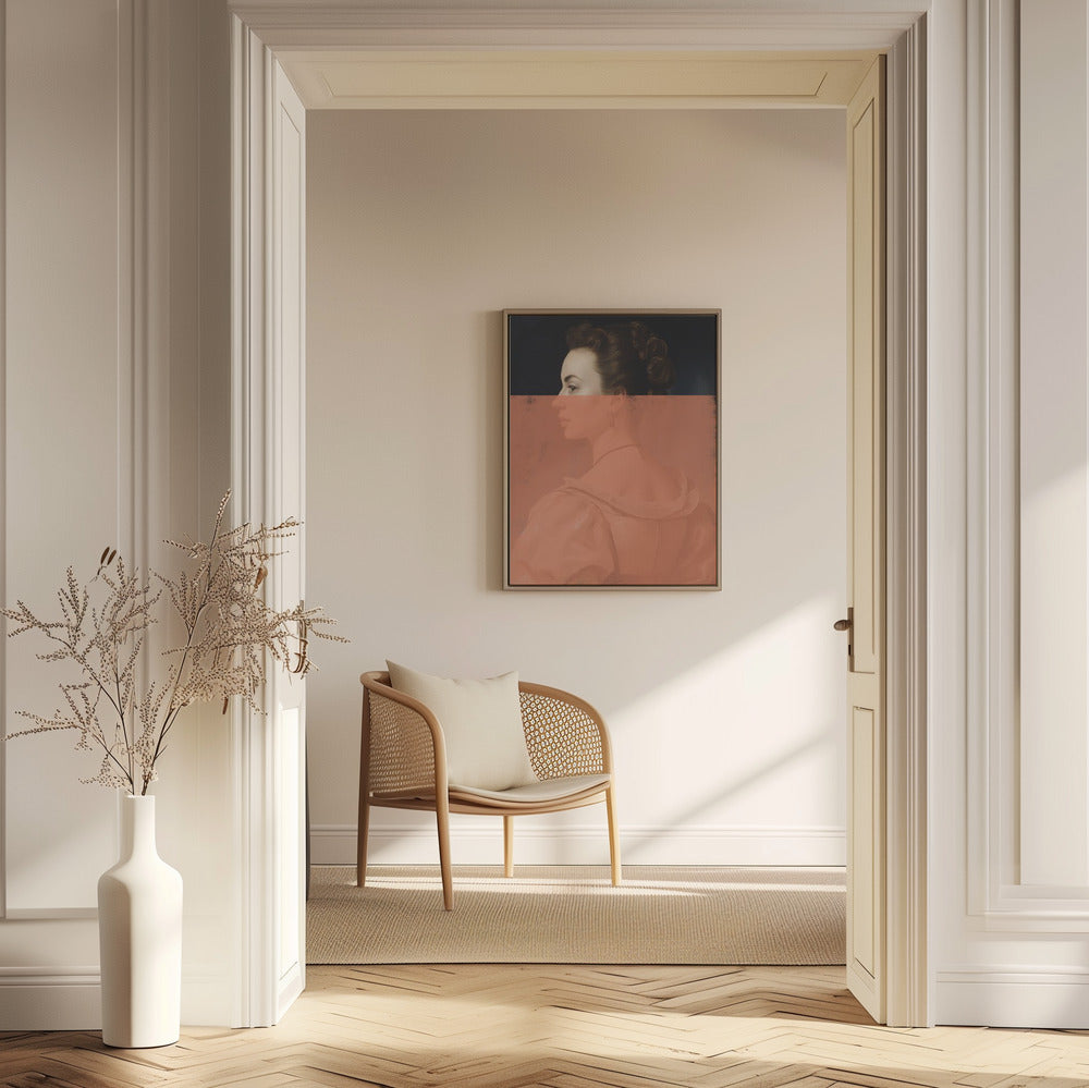Förändrat porträtt av kvinna Orange modern konst | Poster