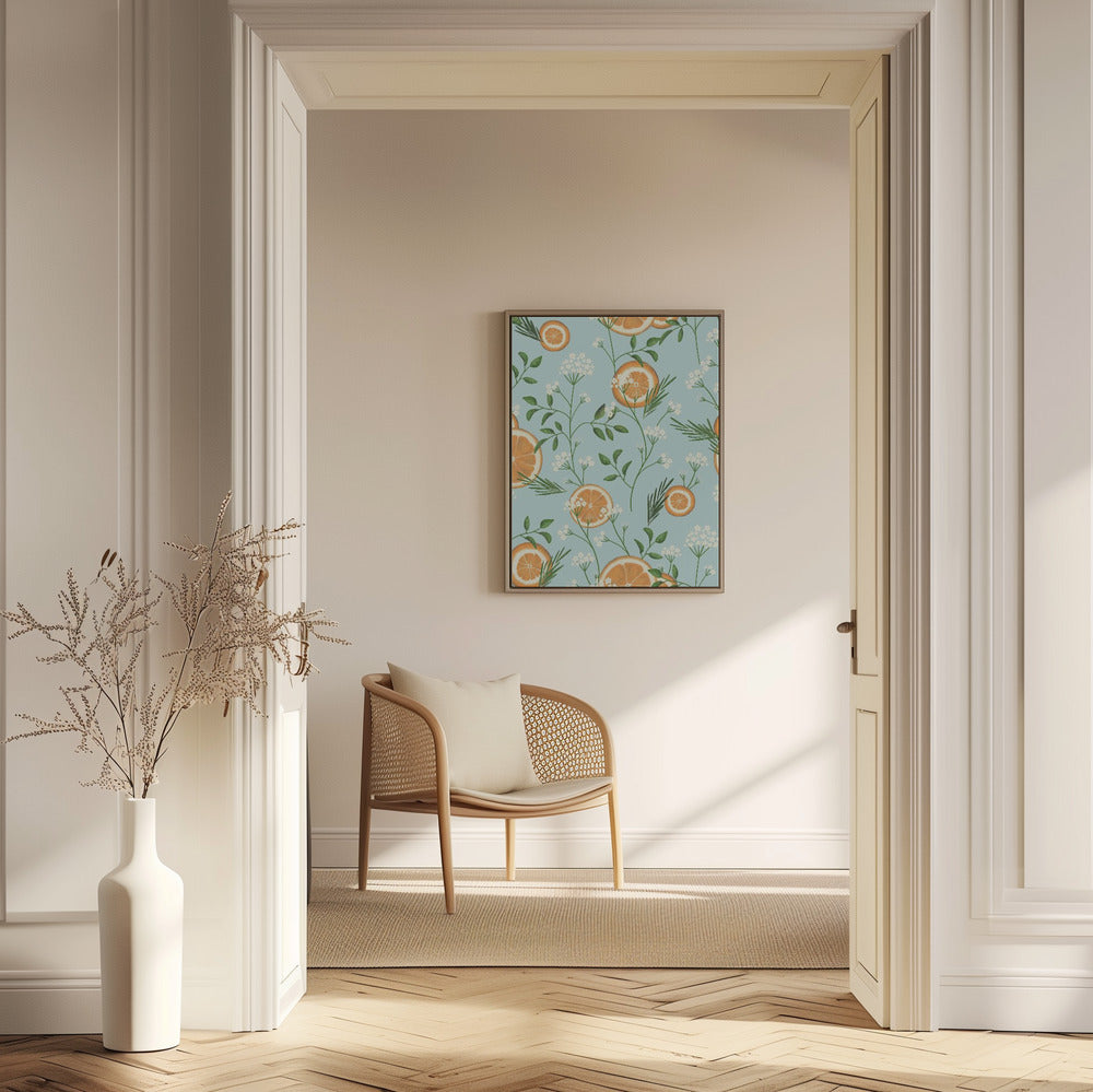 Elderflowers and Oranges Light Blue | Poster