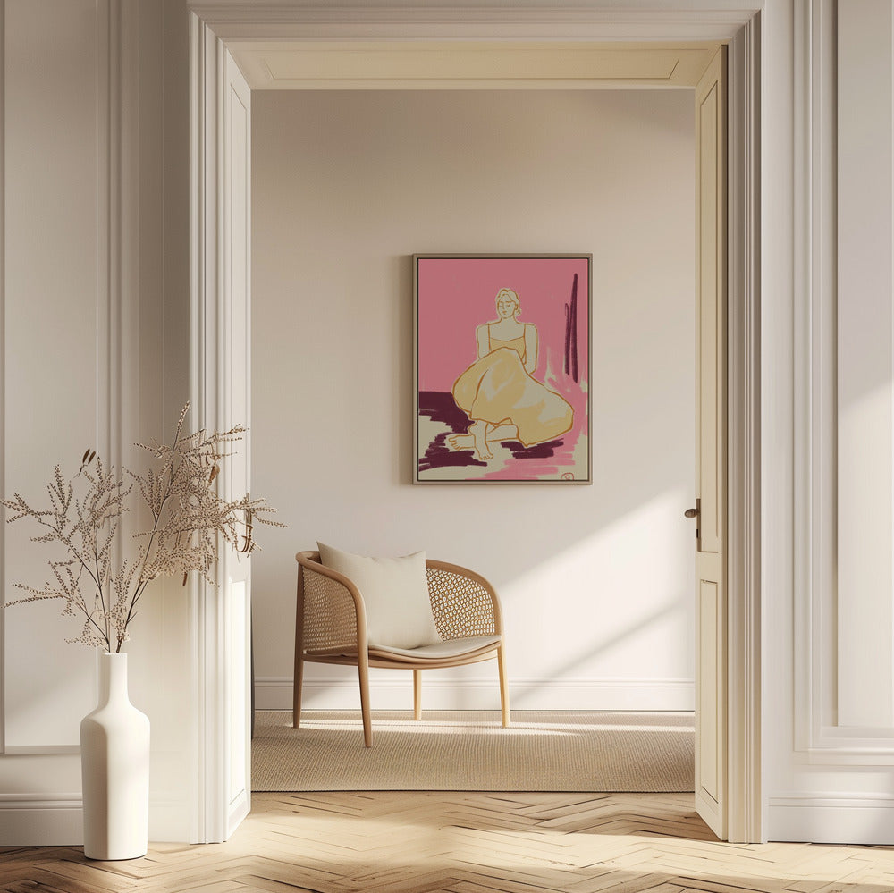 Sitzende Figur in fließendem Kleid | Poster