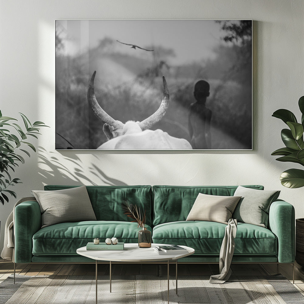 Garçon et vache | Tableaux sur Toile