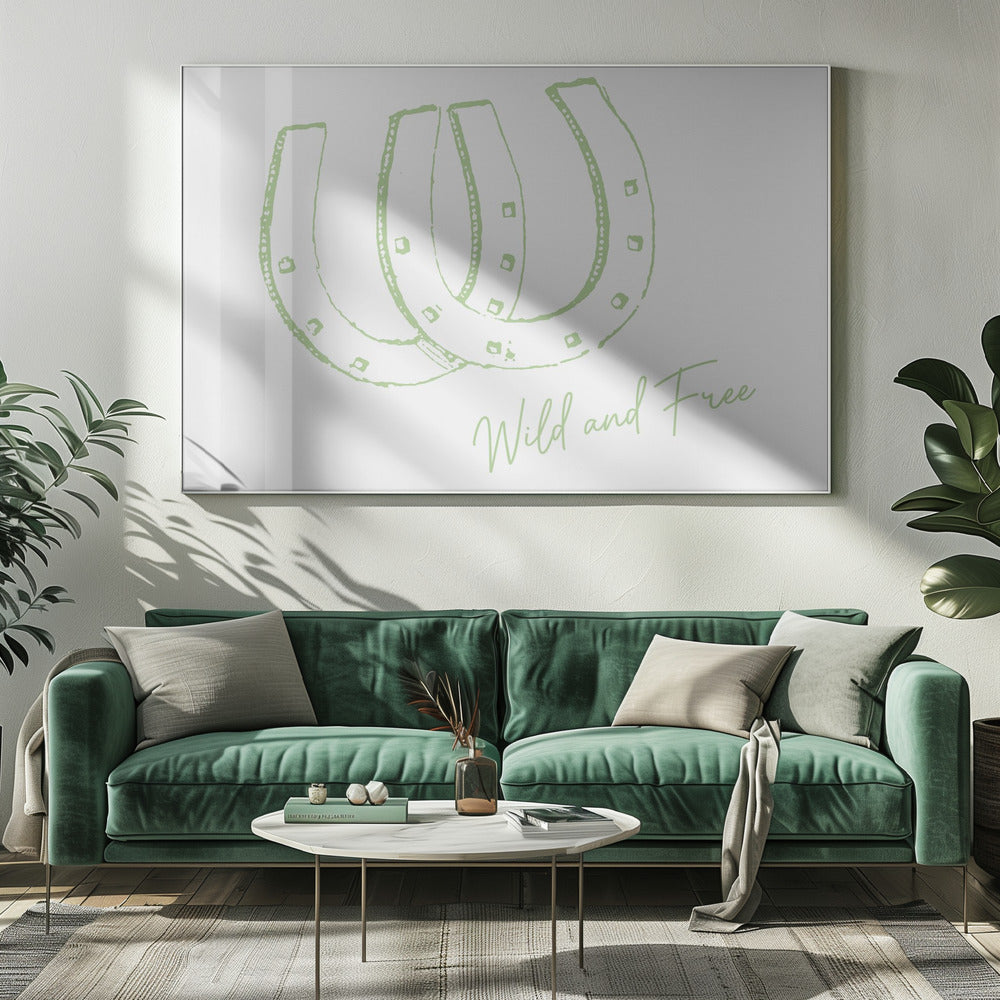 Horseshoe Wild and Free Sage Green | Stampe su Tela