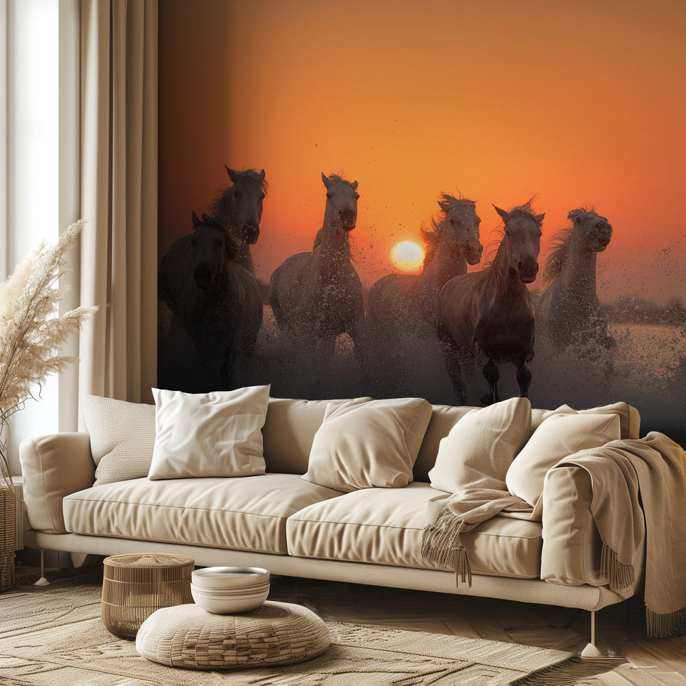 Zonsondergang in de Camargue | Fotobehang