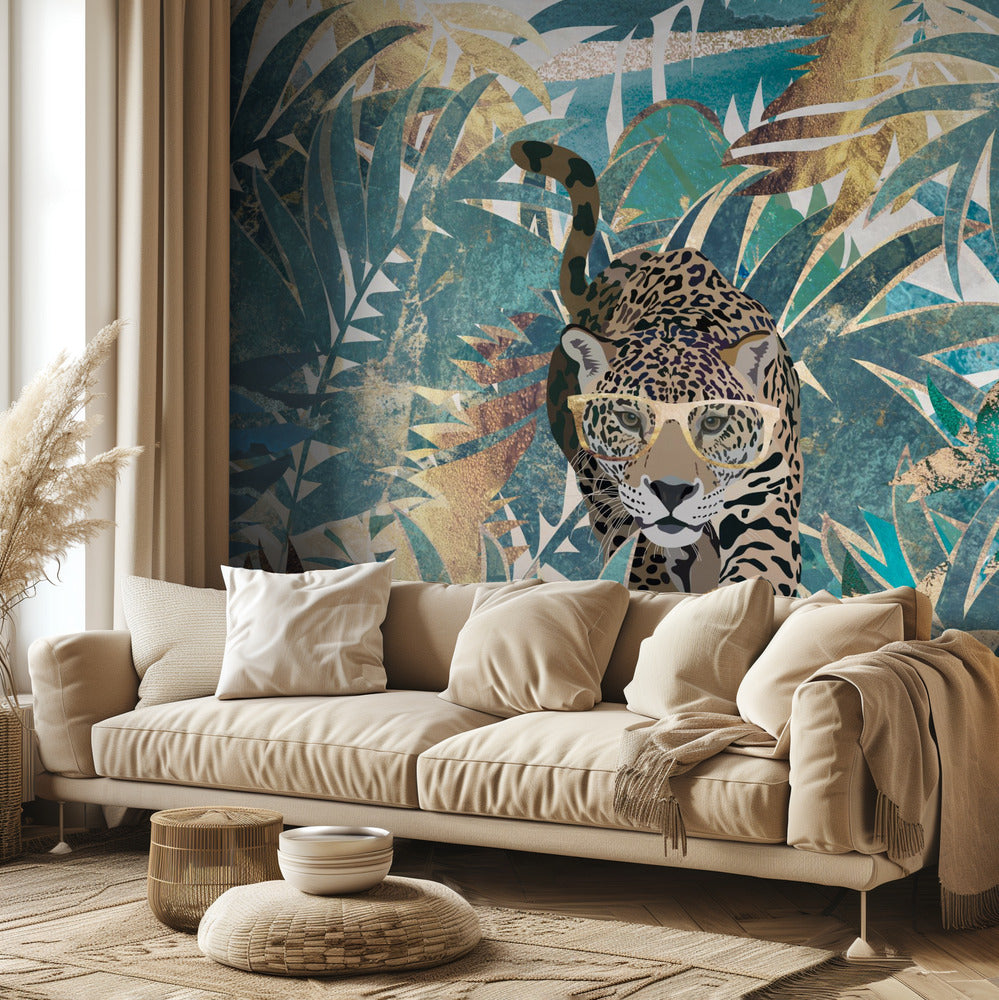 Jaguar-Dschungellandschafts-Wandbild | Fototapeten