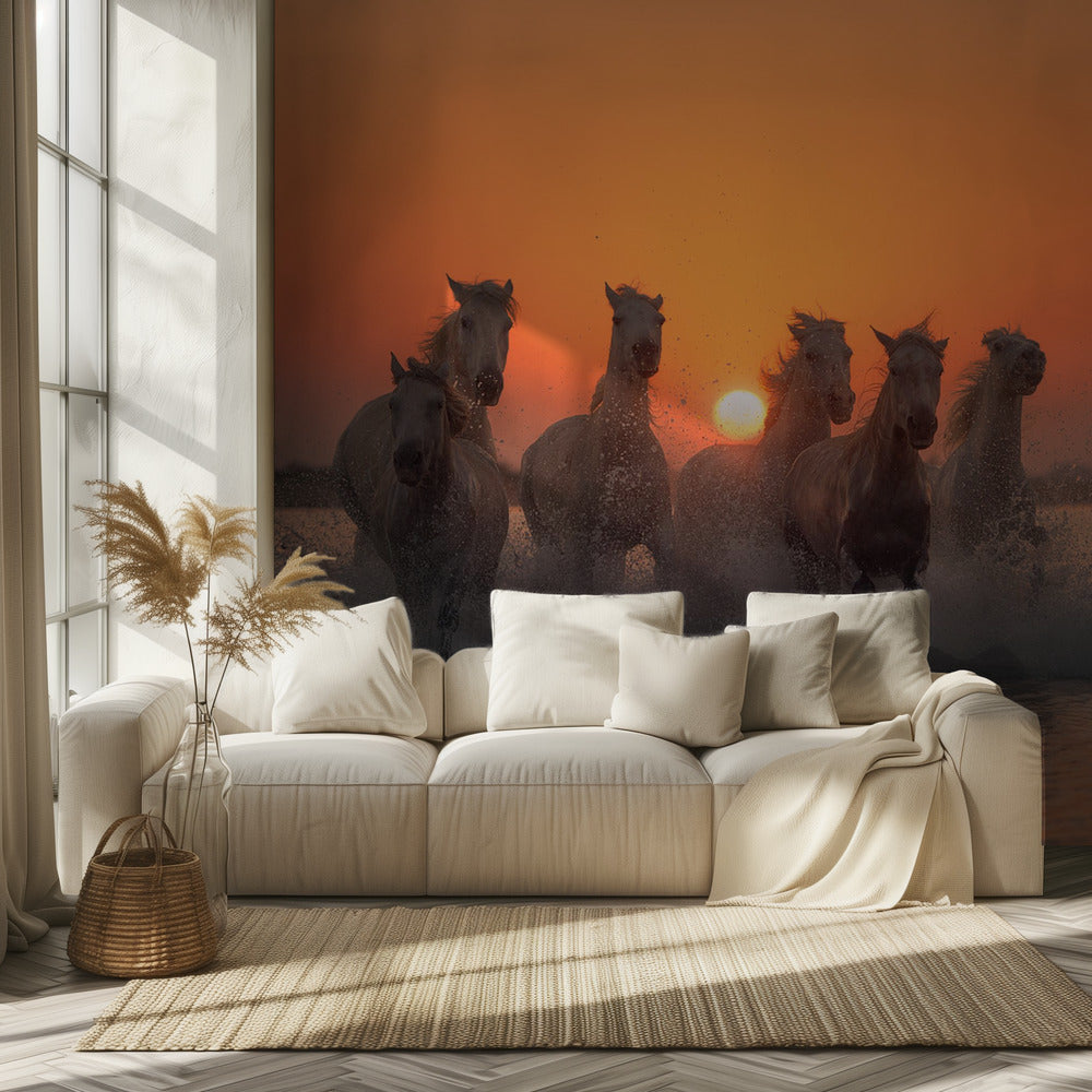 Zonsondergang in de Camargue | Fotobehang