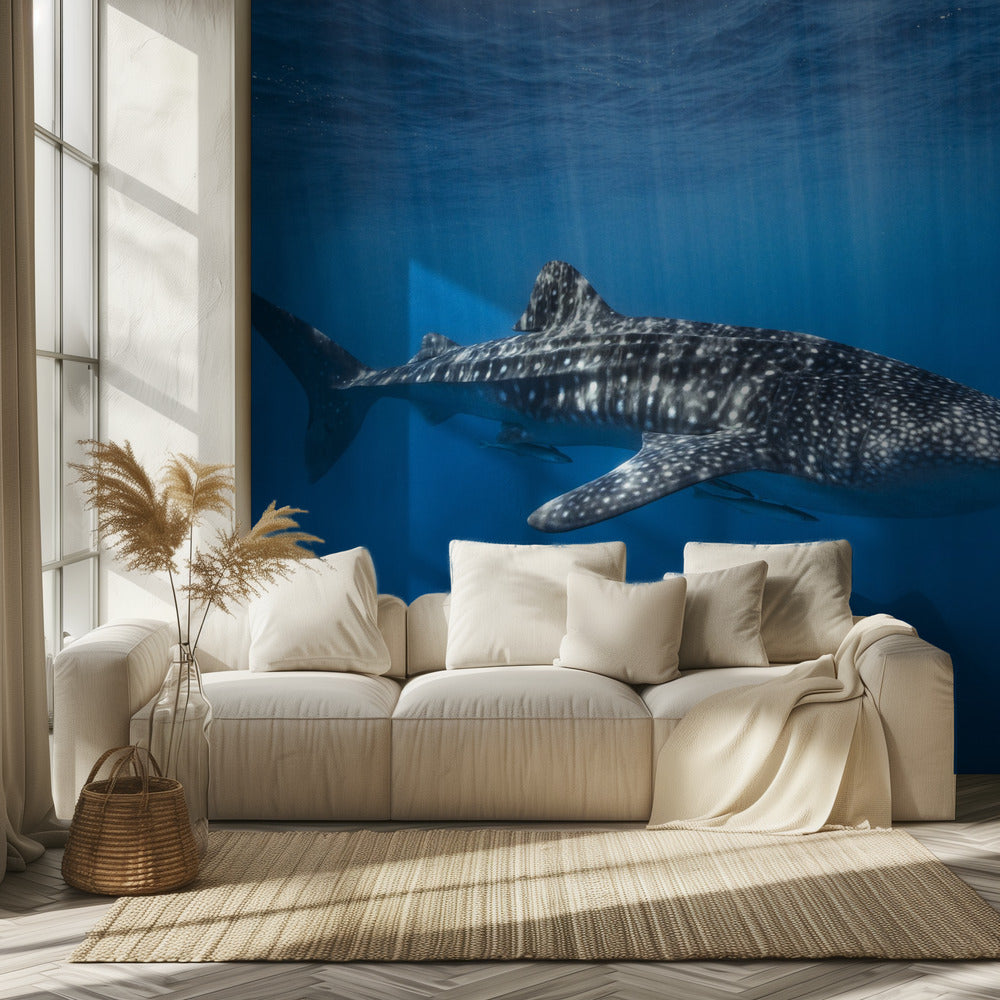 Walvishaai in het blauw | Fotobehang