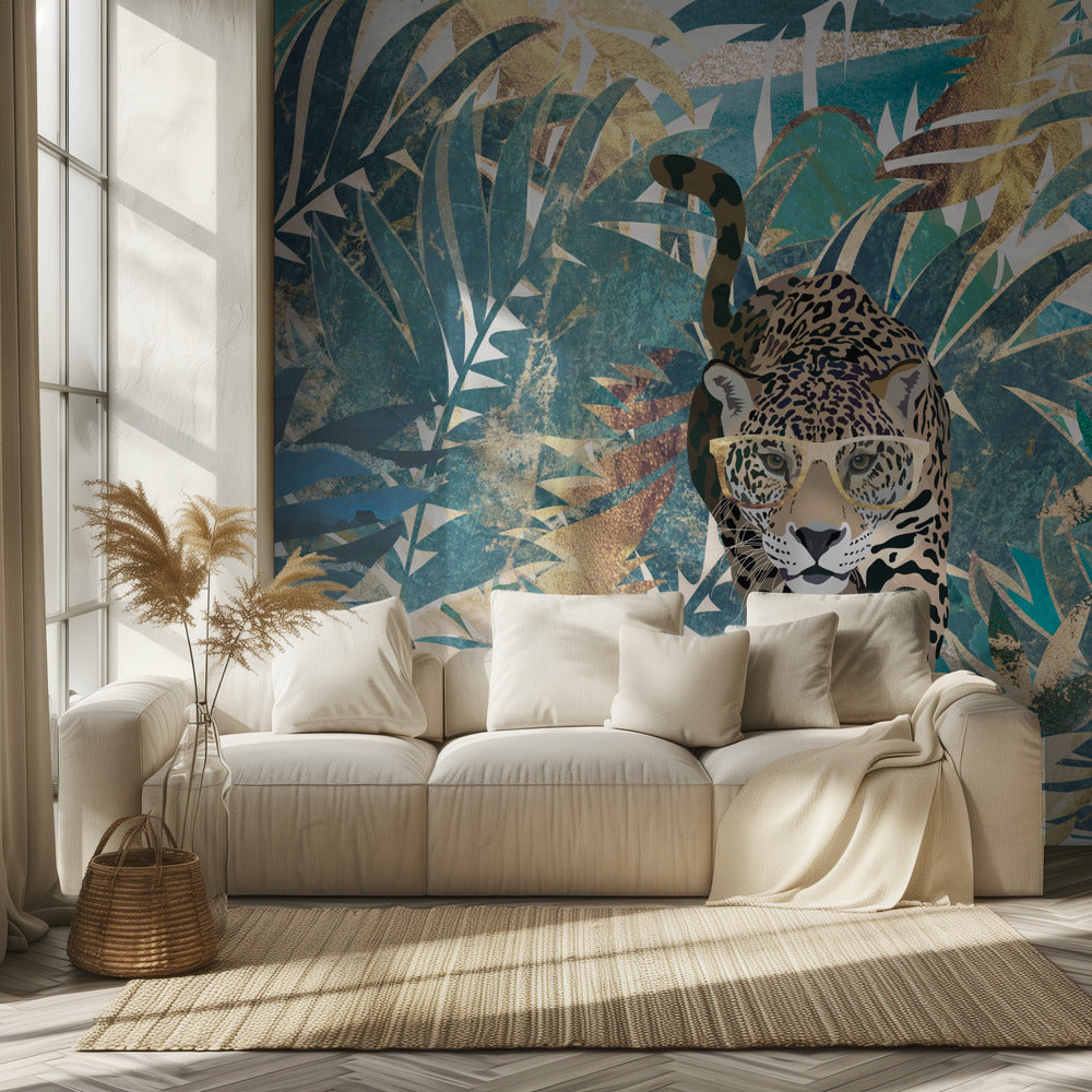 Jaguar-Dschungellandschafts-Wandbild | Fototapeten
