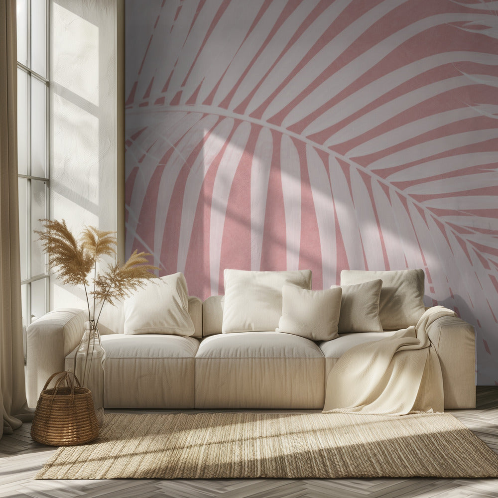 Palmblätter auf rosa Silhouette IV | Fototapeten