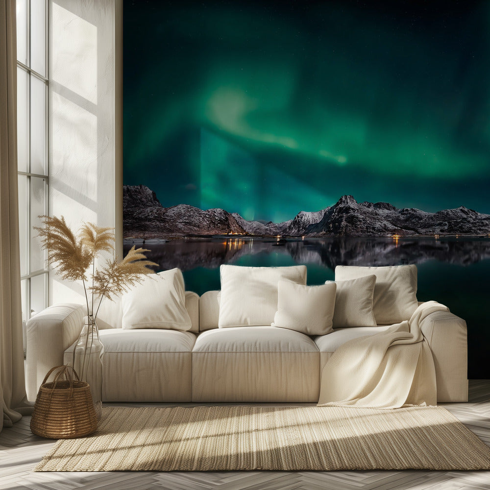Lofoten Aurora-Reflexion | Fototapeten