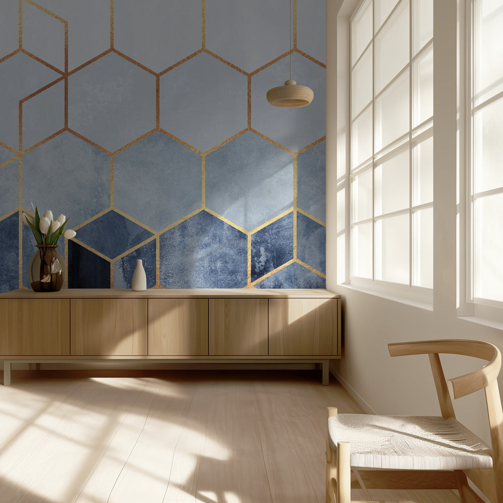 Hexagones bleus doux | Papier Peint Photo