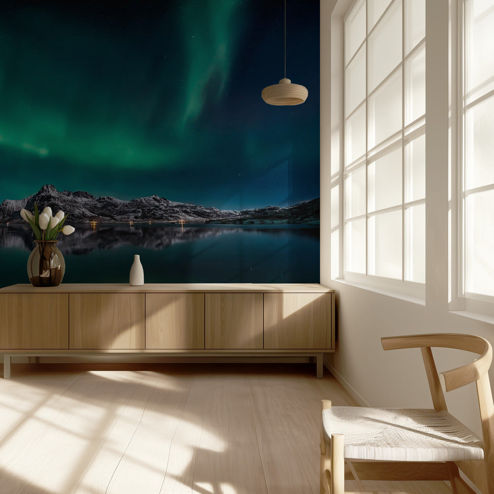 Lofoten Aurora-Reflexion | Fototapeten