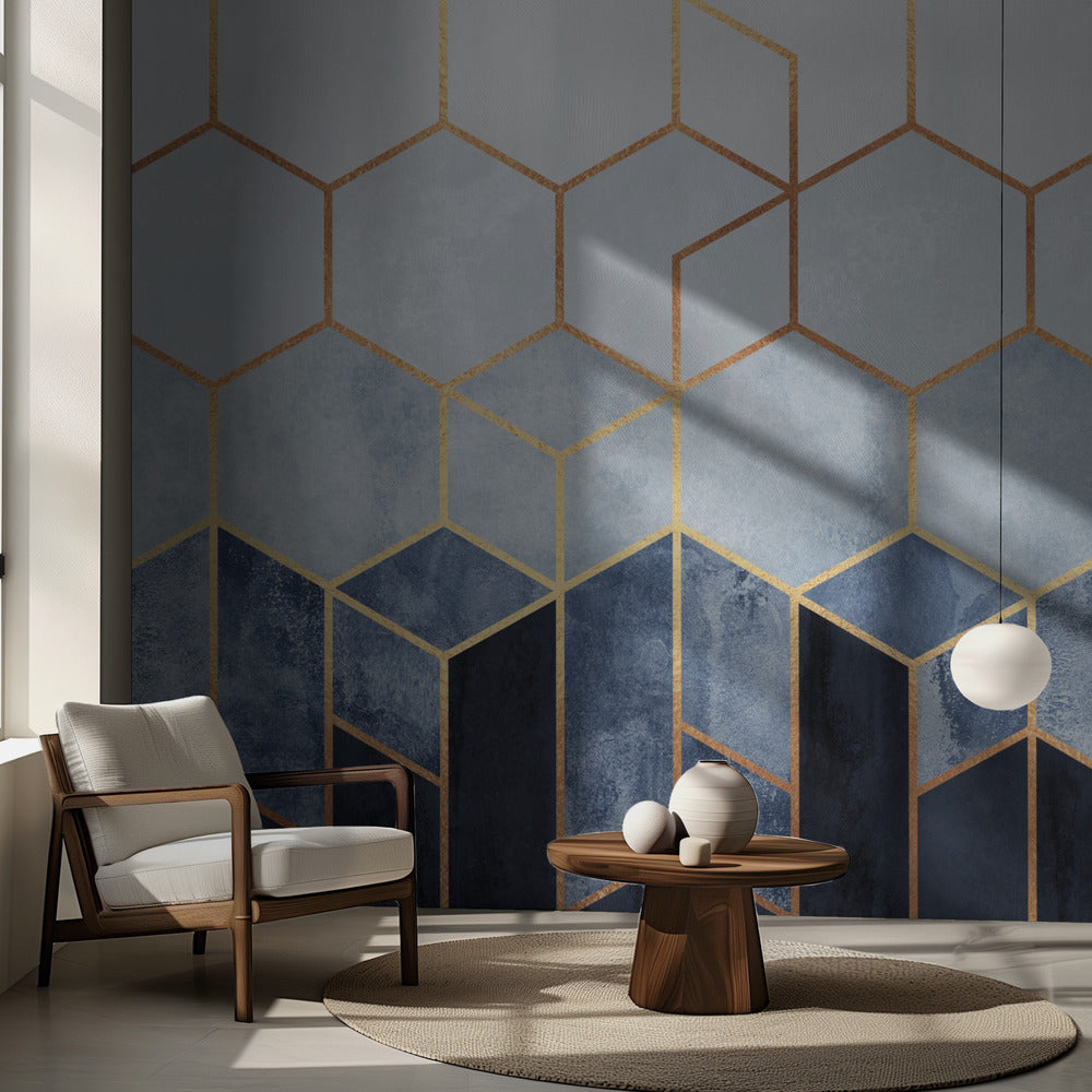 Hexagones bleus doux | Papier Peint Photo