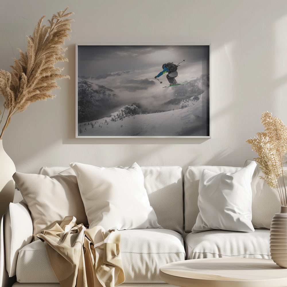 Skifahren im Hinterland | Poster - Kunstdruck