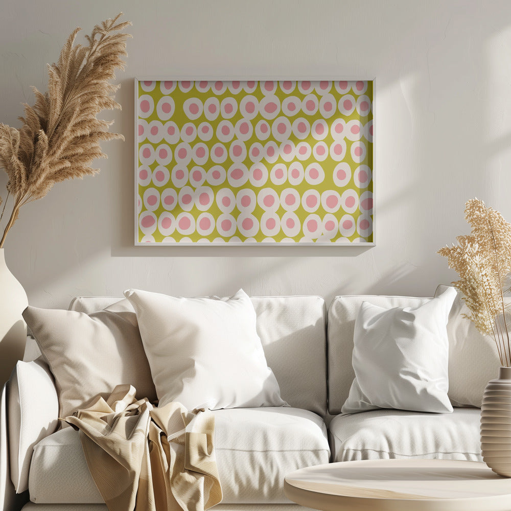 Wonderful bold dots pink and olive pattern | Poster