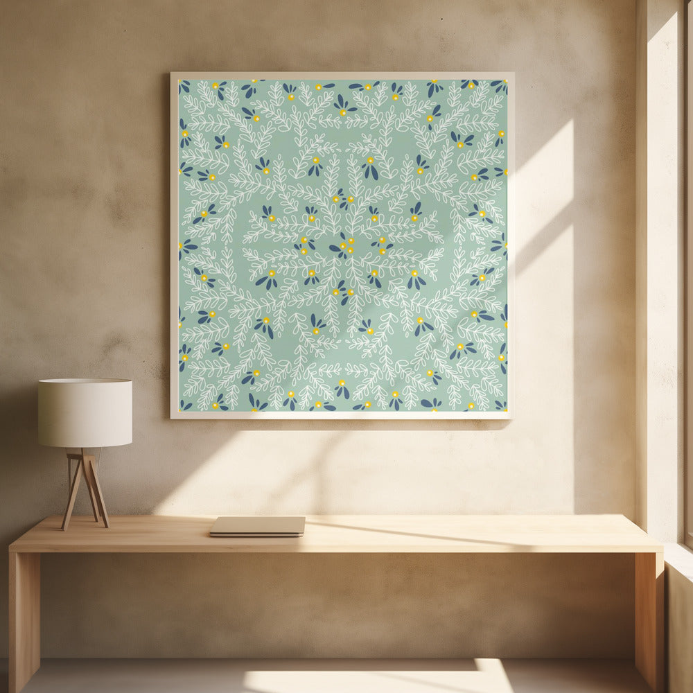Wonderful holiday joy twigs mint pattern | Poster