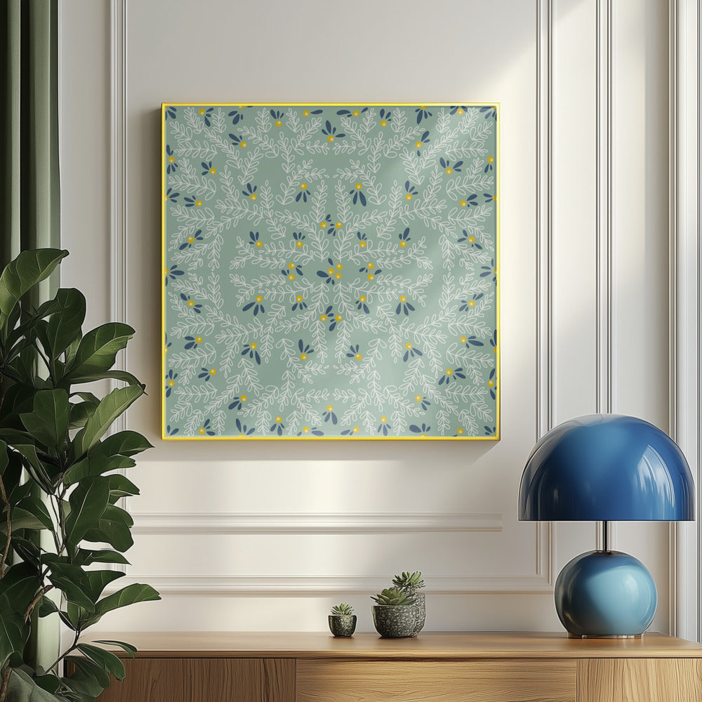 Wonderful holiday joy twigs mint pattern | Poster