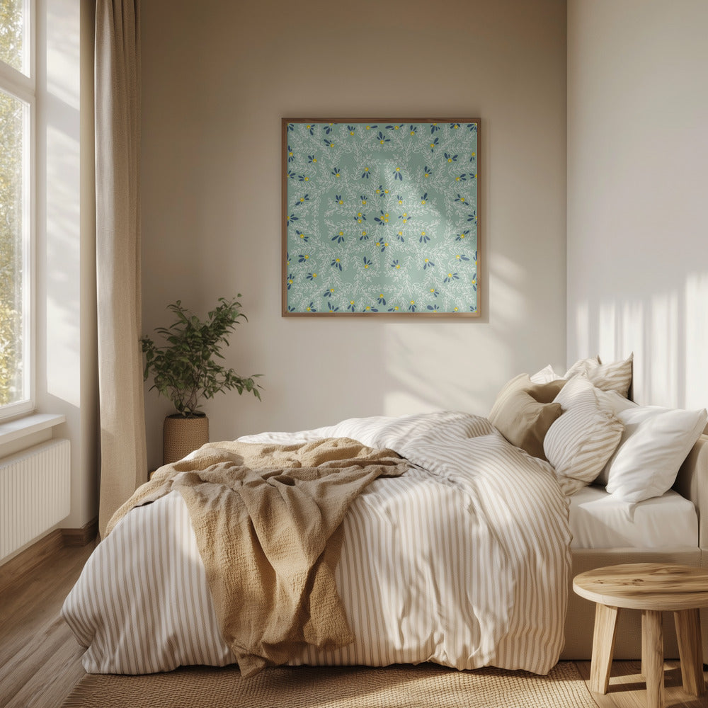 Wonderful holiday joy twigs mint pattern | Poster