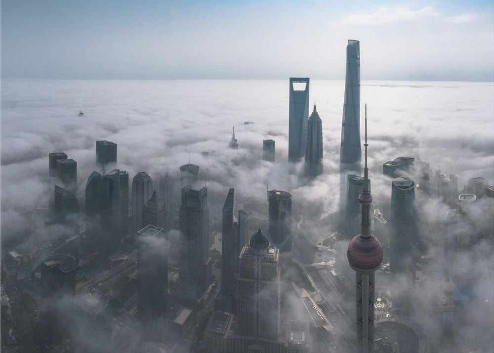 Shanghai i tågen ovenfra | Fototapeter