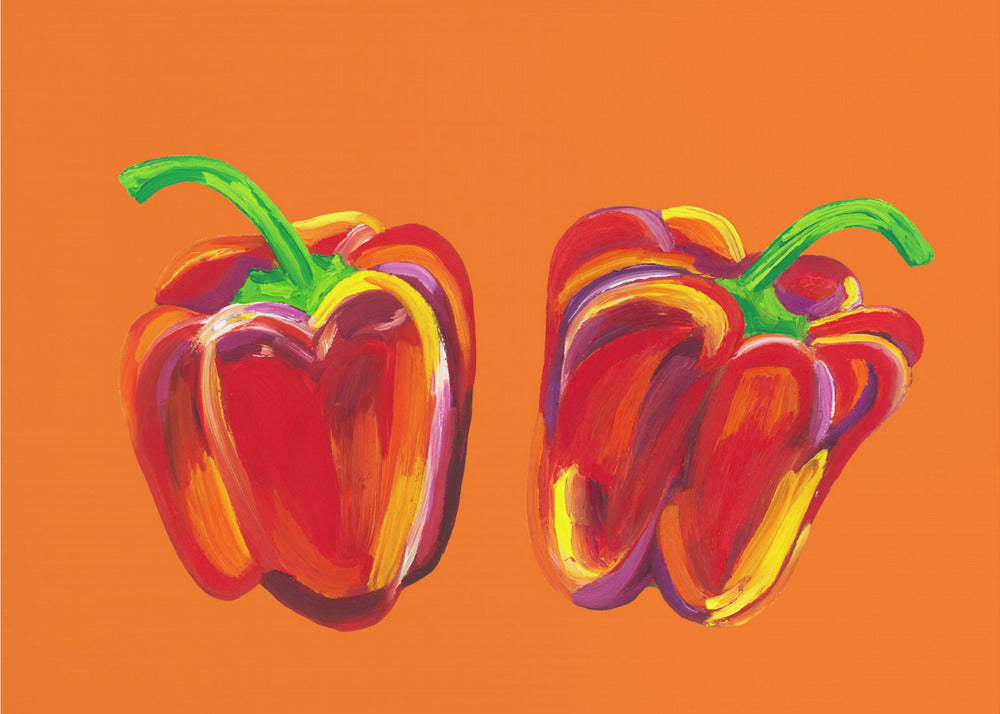 Peberfrugter på appelsin | Plakater - Kunsttryk