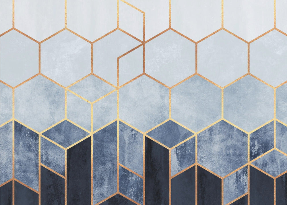 Hexagones bleus doux | Papier Peint Photo