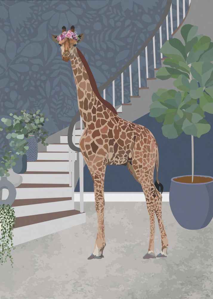 Giraff vid trappan | Canvas