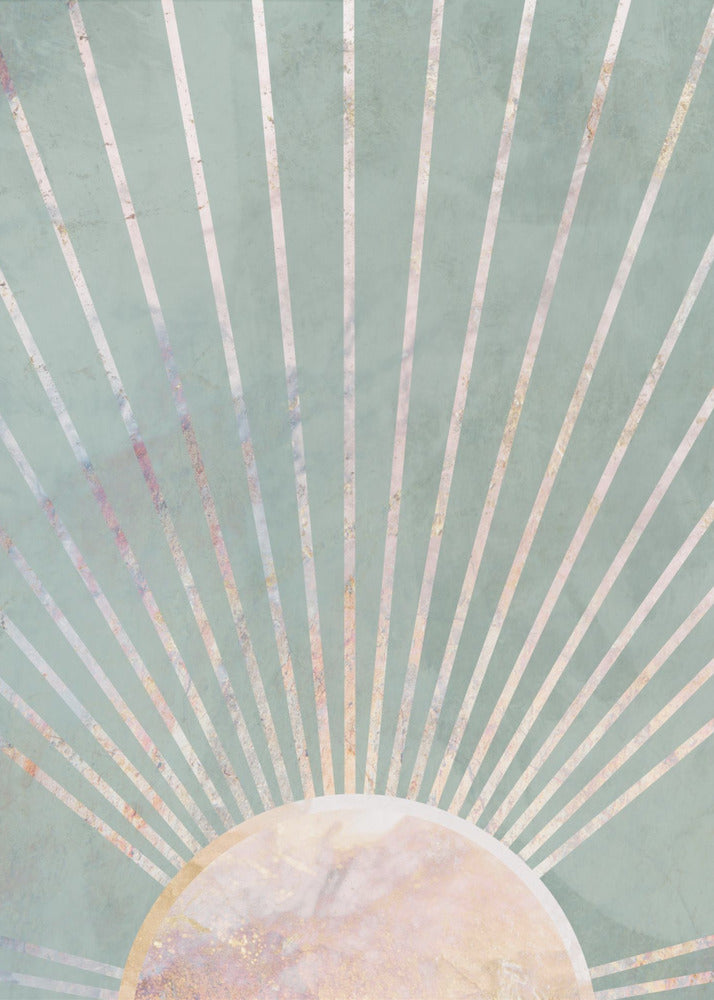 Salviegrøn Boho Sol | Lærredsbilleder