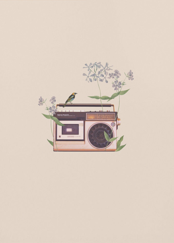 Kukkakuvioinen vintage-radio | Canvastaulut