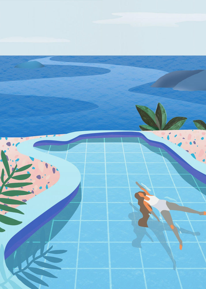 Ragazza in piscina | Stampe su Tela