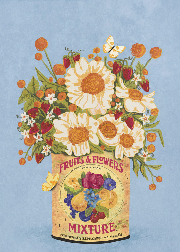 Fiori in una lattina da tè vintage | Stampe su Tela