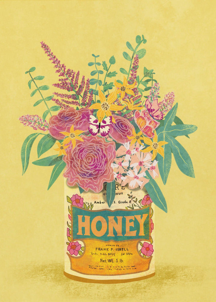 Blumen in einer Vintage-Honigdose | Leinwand-Bilder