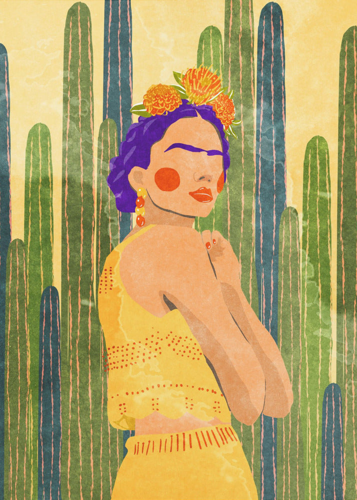 Frida e i cactus | Stampe su Tela