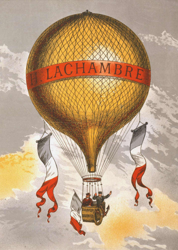 Ballon étiqueté avec deux hommes dans la nacelle 1880 | Tableaux sur Toile