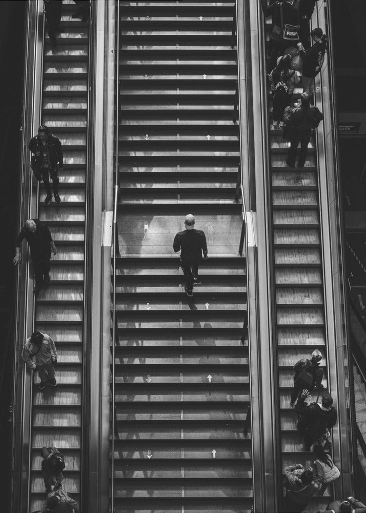 escalera mecánica vs escaleras | Impresiones en Lienzo