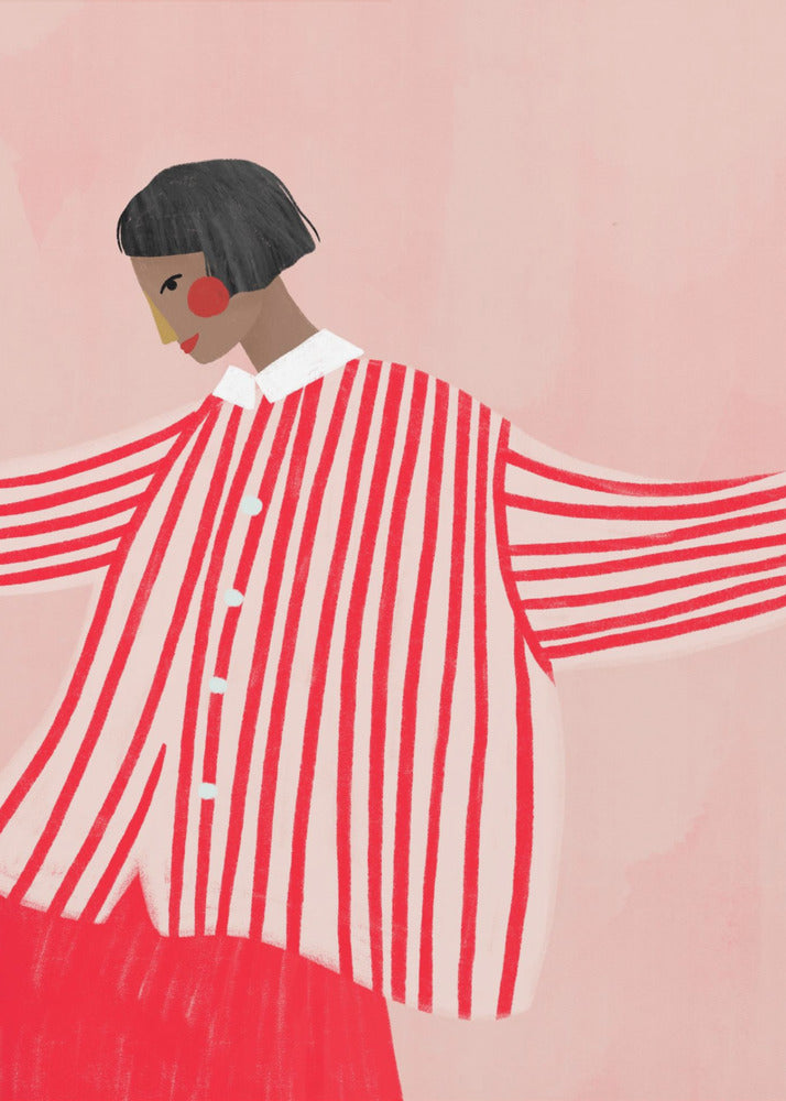 La mujer de las rayas rojas | Impresiones en Lienzo