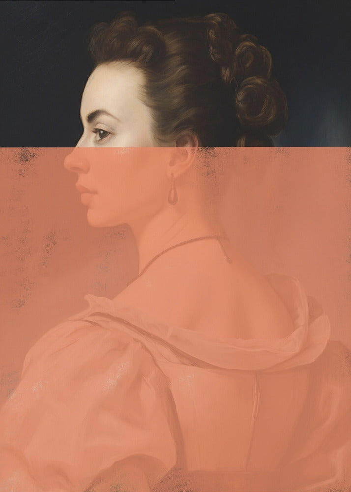 Förändrat porträtt av kvinna Orange modern konst | Poster