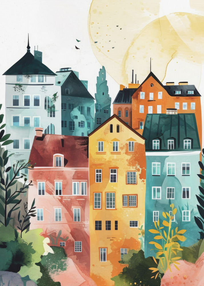 Peinture numérique à l'aquarelle de Varsovie | Tableaux sur Toile