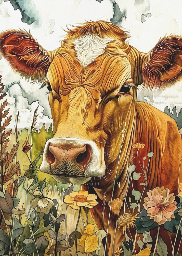 Cow watercolor animal art 3 | Poster