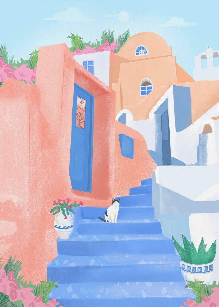 Santorini-Straße | Leinwand-Bilder