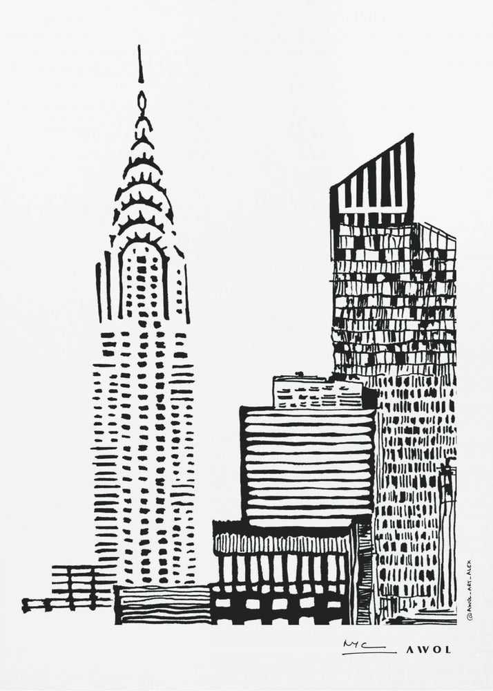 New York Citys silhuett med skyskrapabyggnader | Canvas