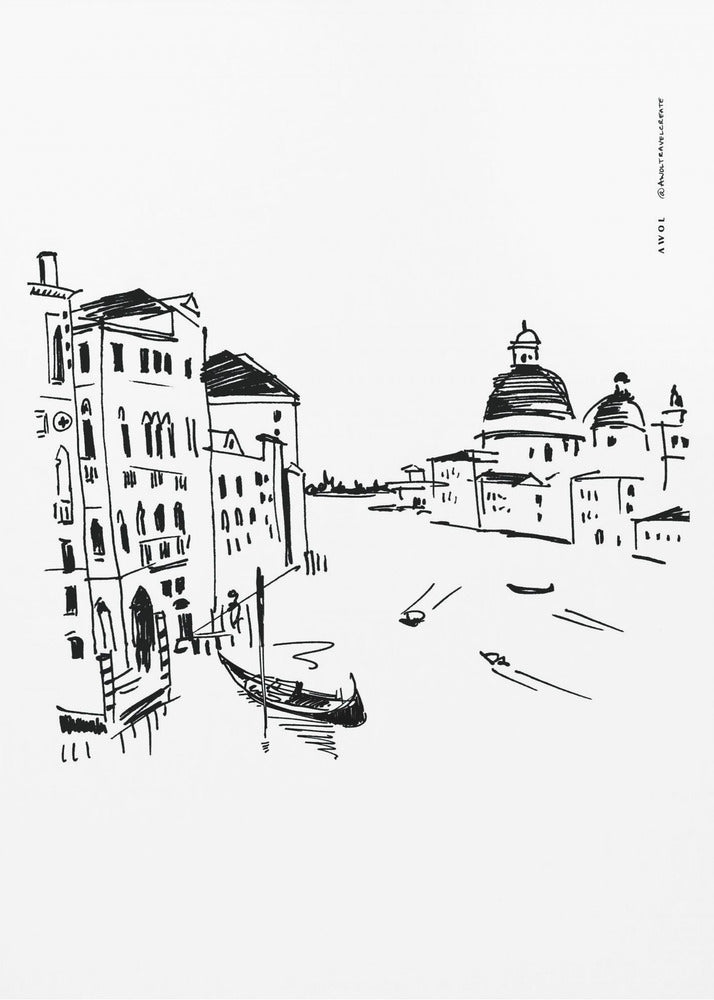 Konsttryck i Venedig med gondoler och basilika på Canal Grande, Italien | Canvas