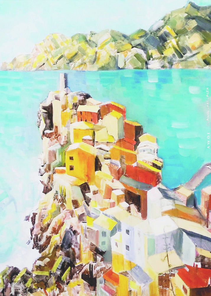 Färgglad stad vid Medelhavet, Italien väggkonst | Canvas