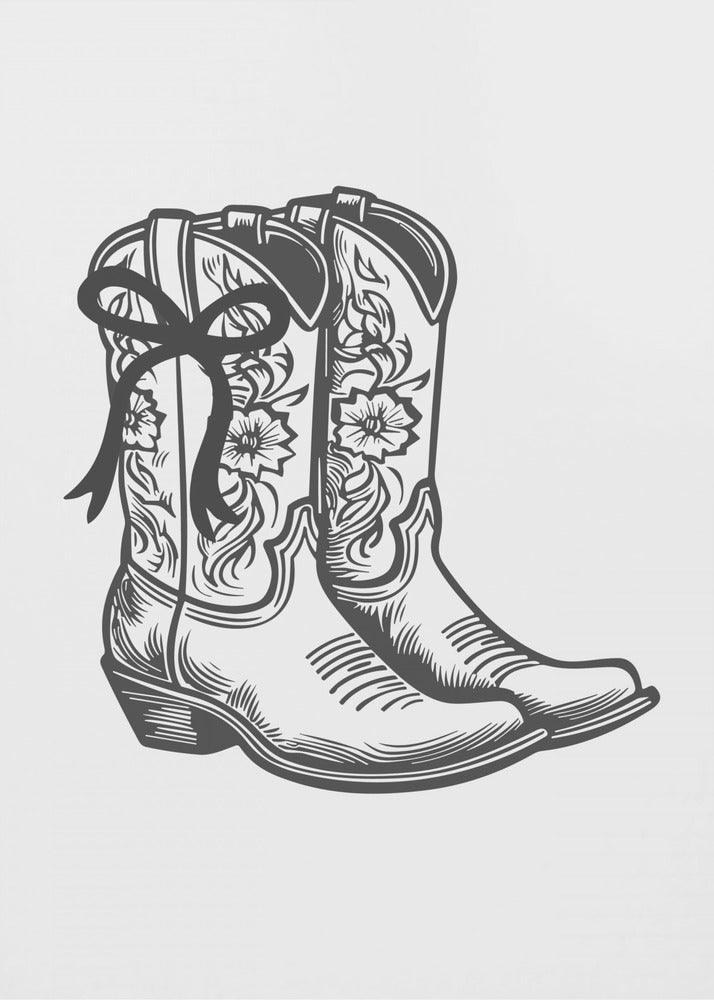 Botas vaqueras negras con lazo | Impresiones en Lienzo