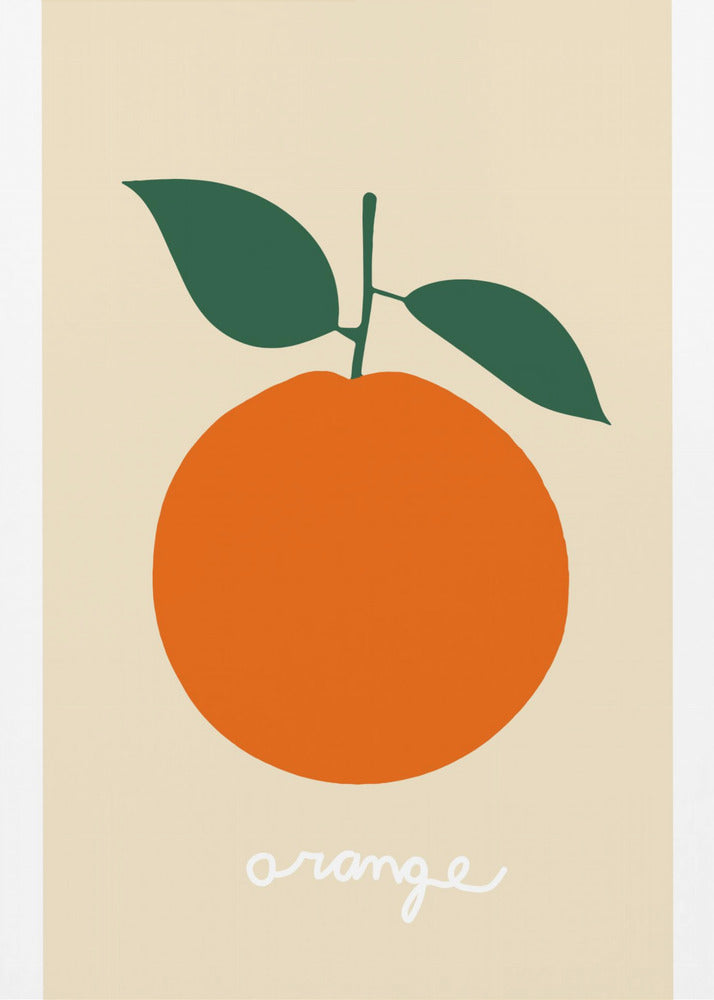 Stylized Orange With Dark Green Leaves | Canvas