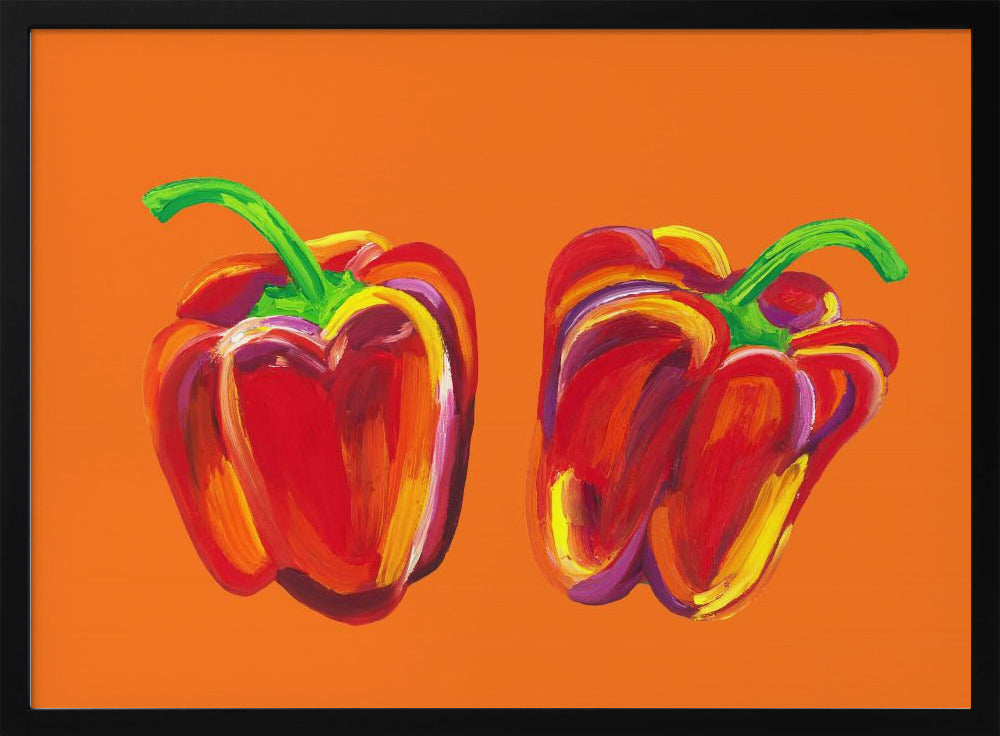 Peppers On Orange | Poster