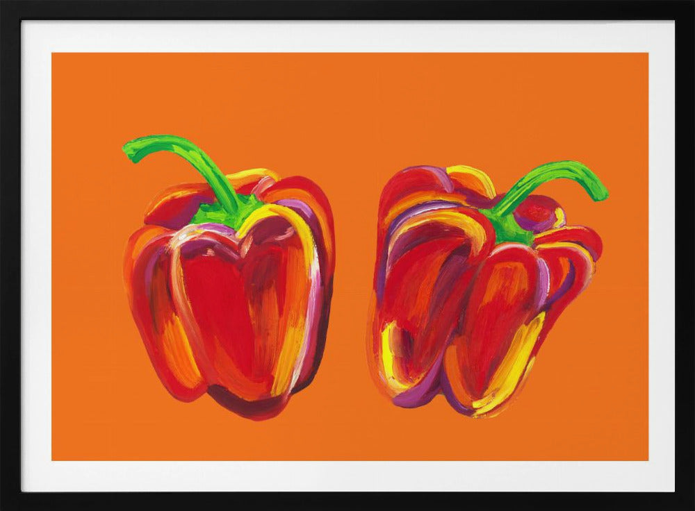 Peppers On Orange | Poster