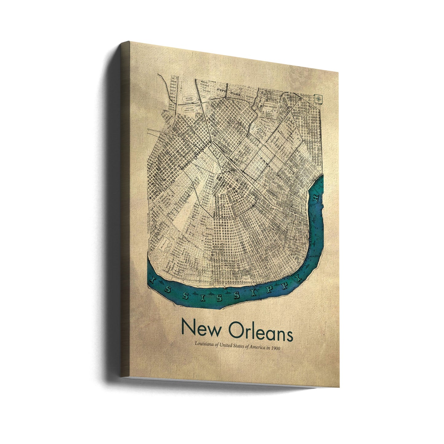 Kart over New Orleans | Lerretsbilder