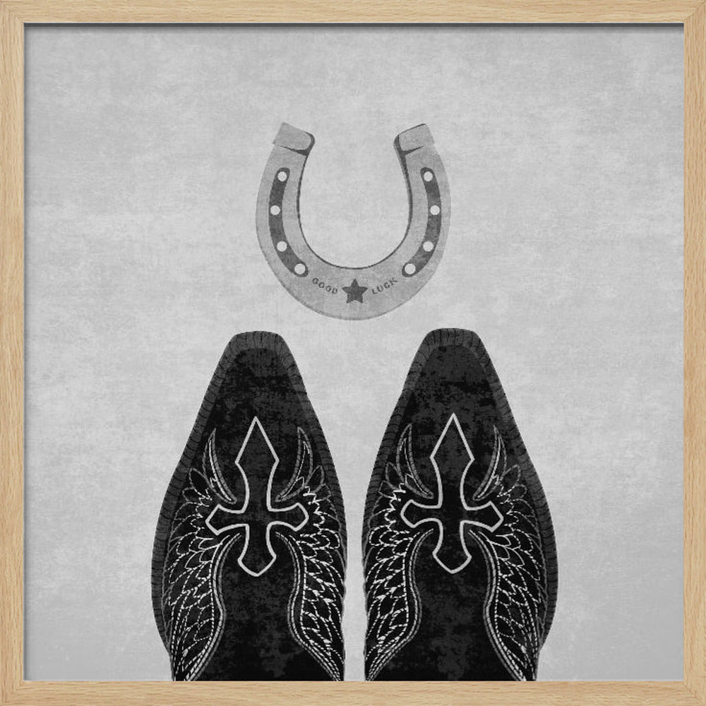 Bw Cowboystiefel und Hufeisen | Poster - Kunstdruck