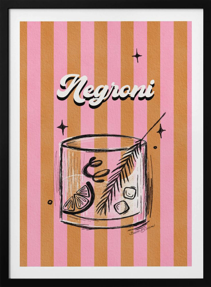 Negroni Drink auf Streifen | Poster