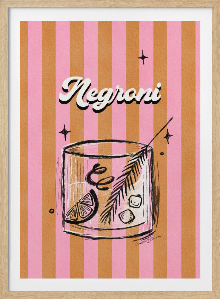 Negroni Drink auf Streifen | Poster