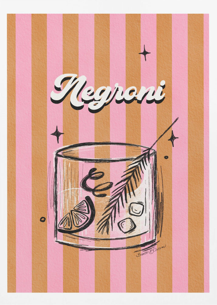 Negroni Drink auf Streifen | Poster