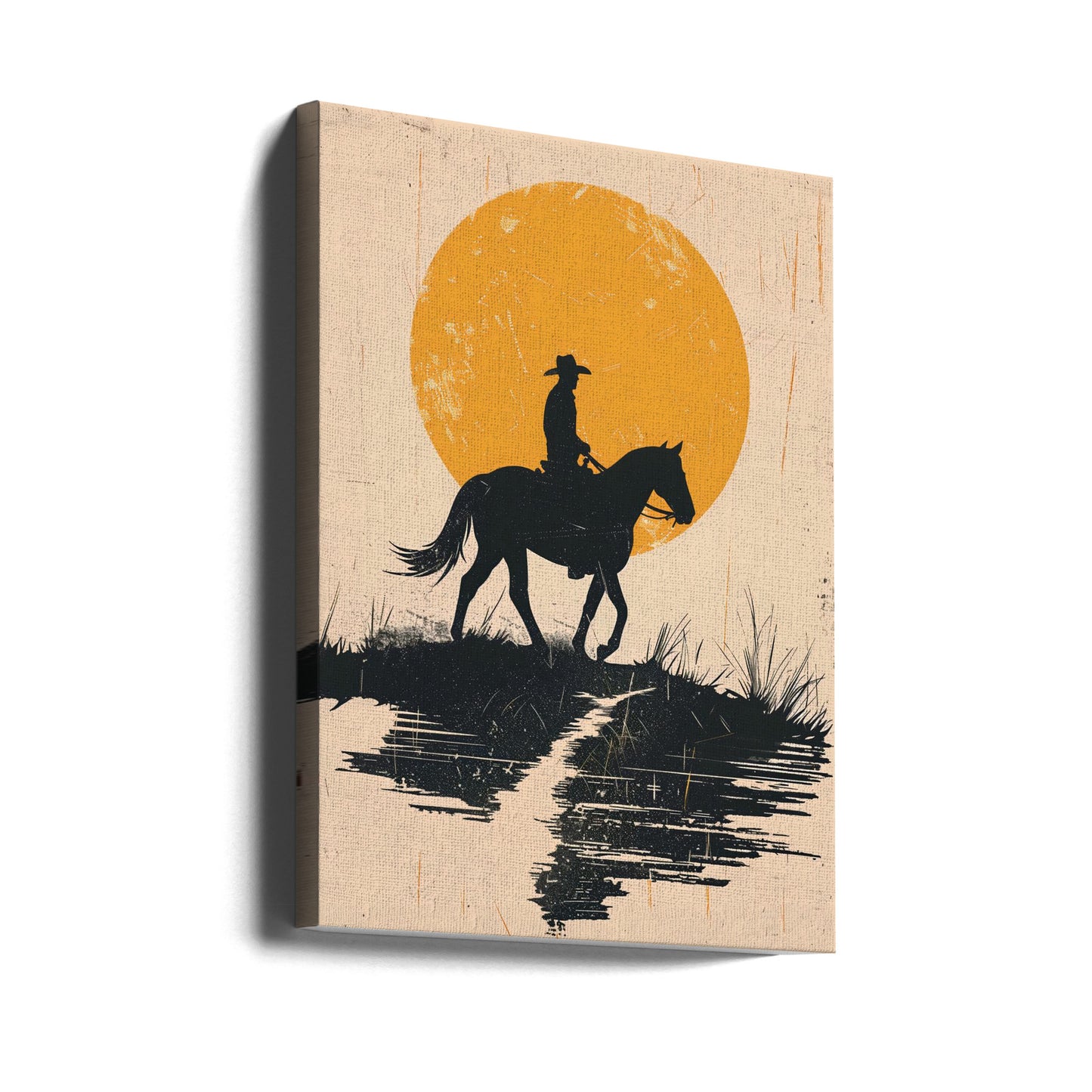 Cowboy auringonlaskussa | Canvastaulut